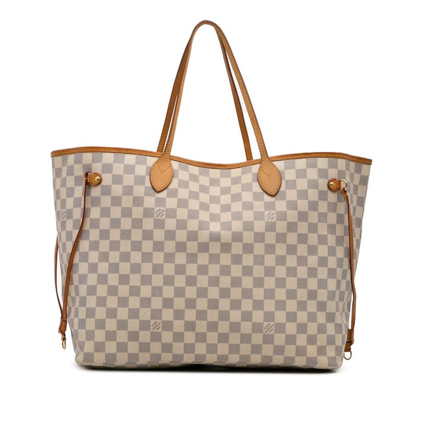 Louis Vuitton Damier Azur Neverfull GM White Canvas Good condition - Front View