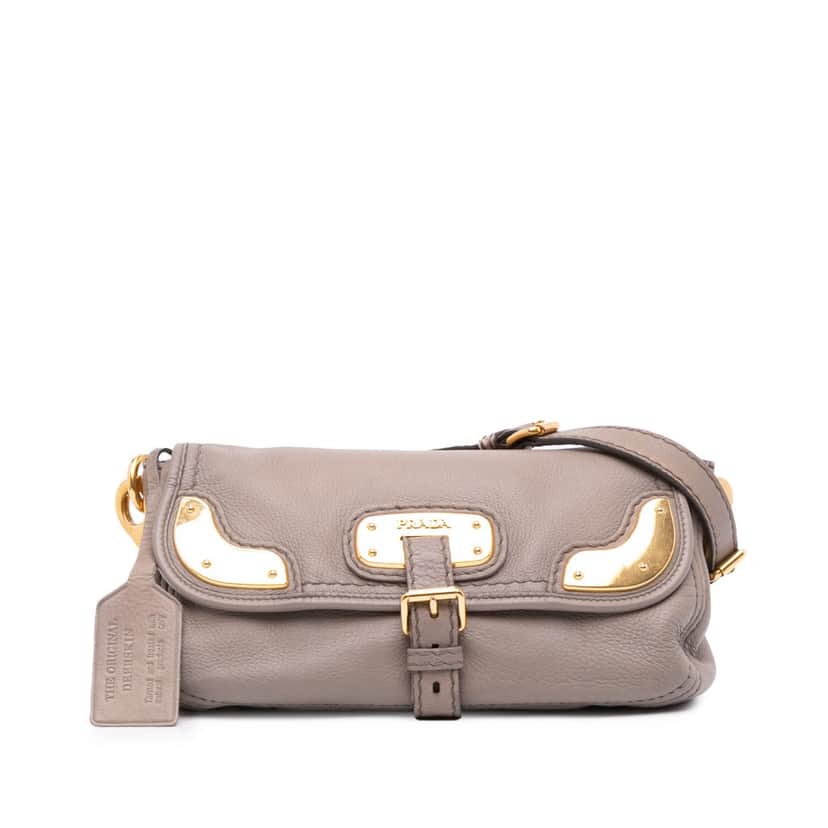 Prada Visone Sfumato Cervo Flap Brown Leather Good condition - Front View