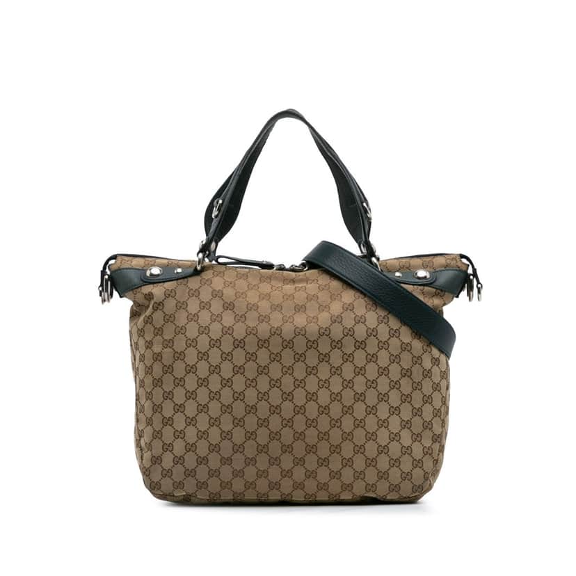 Gucci Large GG Canvas Icon Bit Satchel Brown Canvas Good condition - Front View