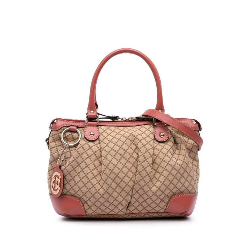 Gucci Diamante Canvas Sukey Satchel Brown Canvas Good condition - Front View