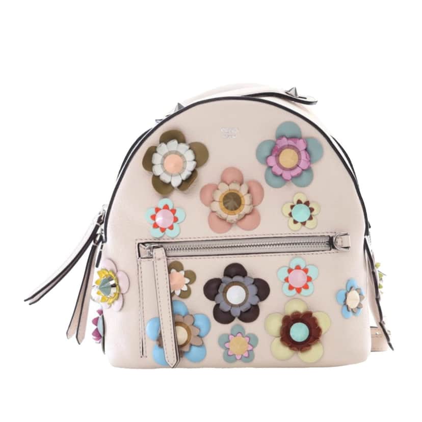 Fendi Mini Leather Vitello By The Way Flowerland Backpack Brown Leather Good condition - Front View
