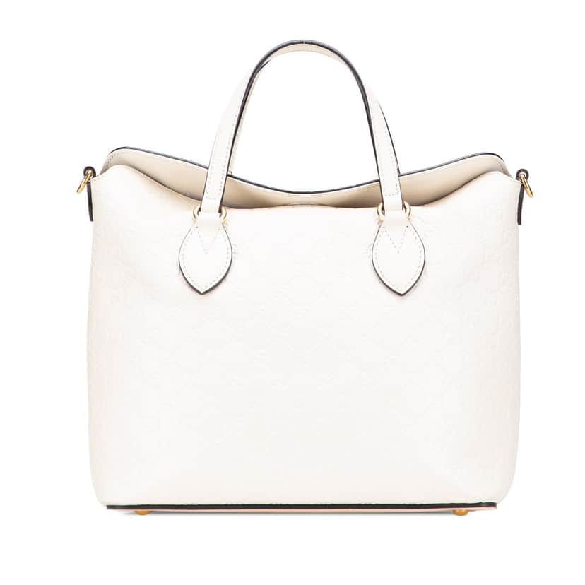 Gucci Guccissima Linea A Fold Over Satchel White Leather Good condition - Front View