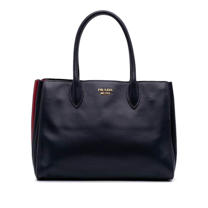 Prada City Calf Bibliotheque Satchel Blue Leather Good condition - Front View
