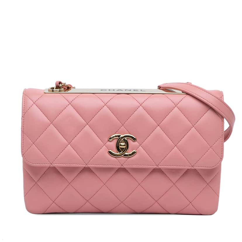 Chanel Medium Lambskin Trendy CC Flap Pink Leather Good condition - Front View