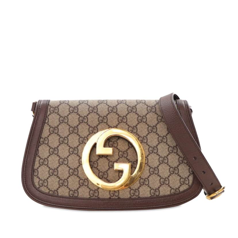 Gucci Small GG Supreme Blondie Chain Satchel Brown Canvas Good condition - Front View