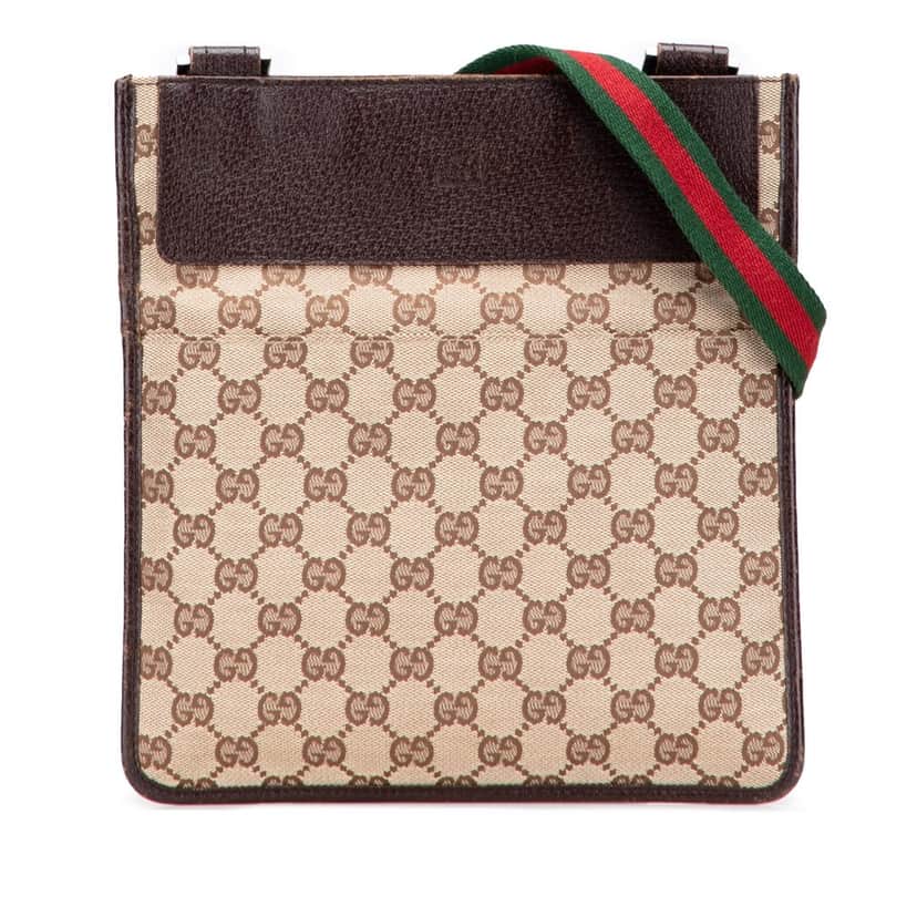 Gucci GG Canvas Web Crossbody Brown Canvas Good condition - Front View