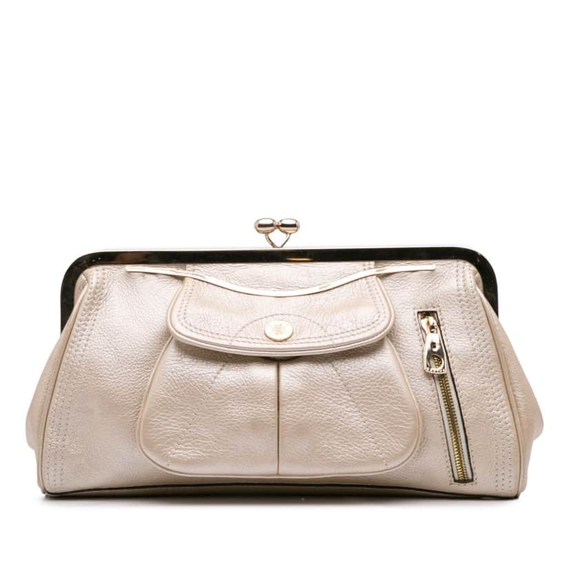 Celine Leather Clutch Gold Leather Good condition - Front View
