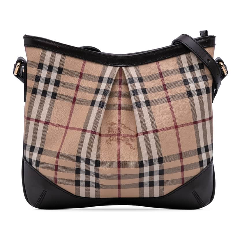 Burberry Medium Haymarket Check Coated Canvas Hartham Crossbody Brown Canvas Good condition - Front View