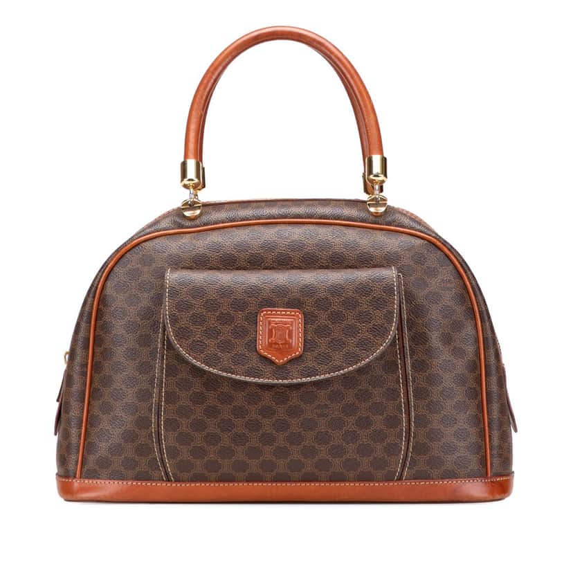 Celine Macadam Coated Canvas Handbag Brown Canvas Good condition - Front View