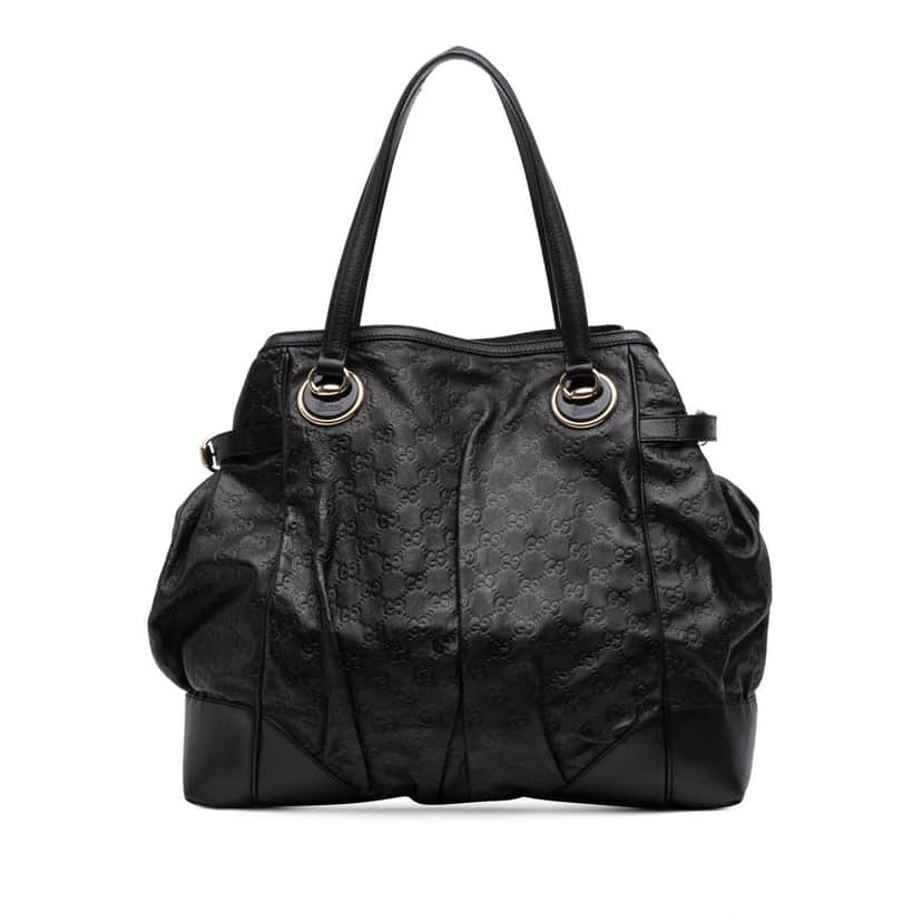 Gucci Guccissima Full Moon Tote Black Leather Good condition - Front View