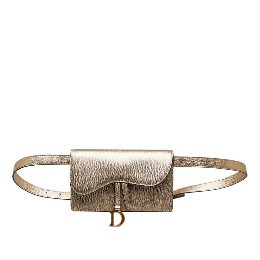 Dior Leather Saddle Belt Pouch Gold Leather Good condition - Front View