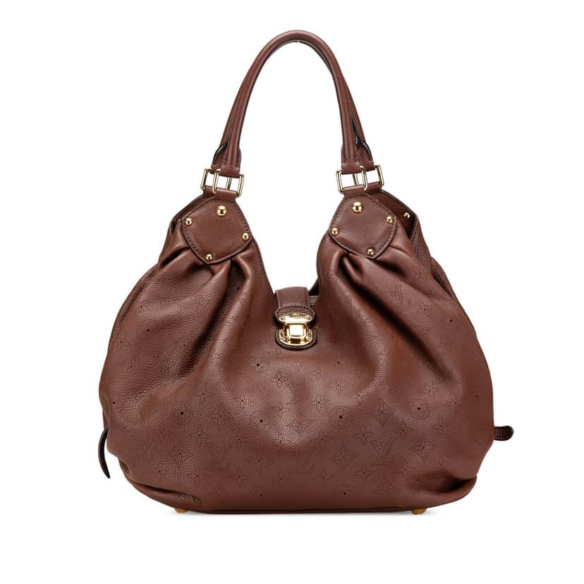 Louis Vuitton Monogram Mahina L Hobo Brown Leather Good condition - Front View
