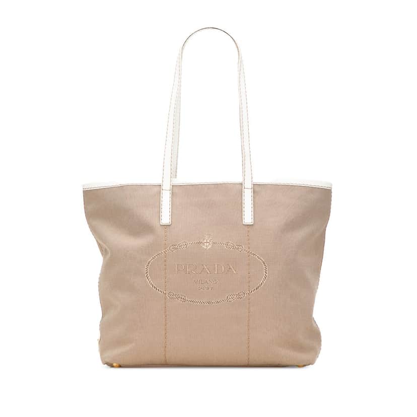 Prada Canvas Canapa Logo Tote Brown Canvas Good condition - Front View