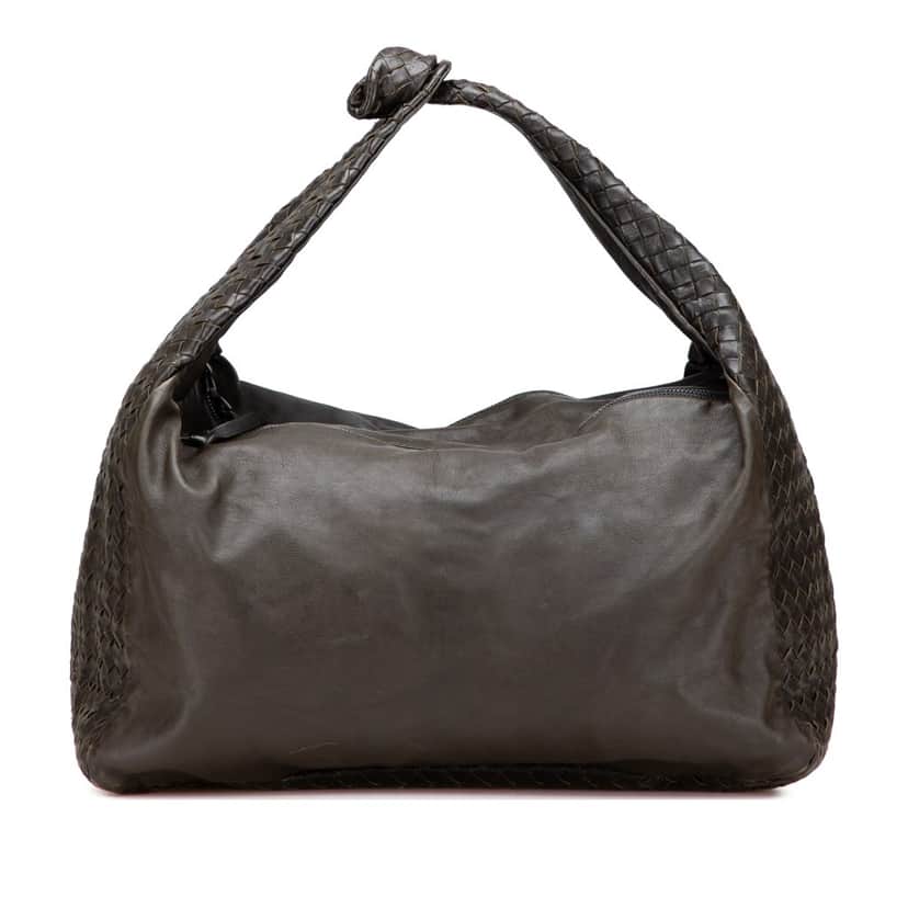 Bottega Veneta Nappa Intrecciato Knot Hobo Brown Leather Good condition - Front View