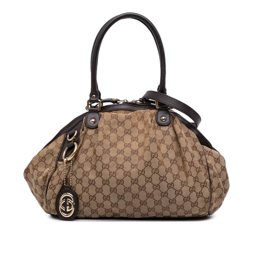 Gucci GG Canvas Sukey Satchel Brown Canvas Good condition - Front View