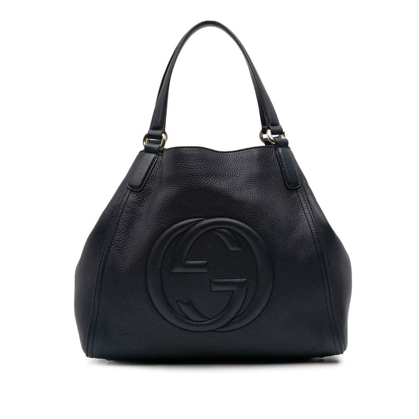 Gucci Medium Leather Soho Cellarius Tote Black Leather Good condition - Front View