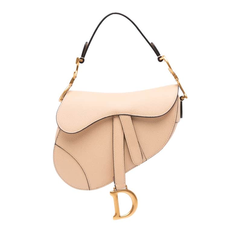Dior Mini Grained Calfskin Saddle Bag Brown Leather Good condition - Front View