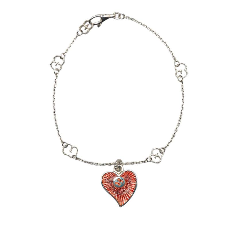 Gucci Sterling Silver and Enamel San Valentino Heart Bracelet Silver Silver Good condition - Front View