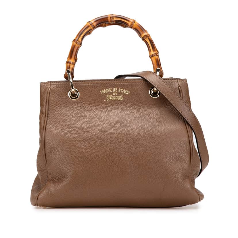 Gucci Small Calfskin Bamboo Shopper Satchel Brown Leather Good condition - Front View