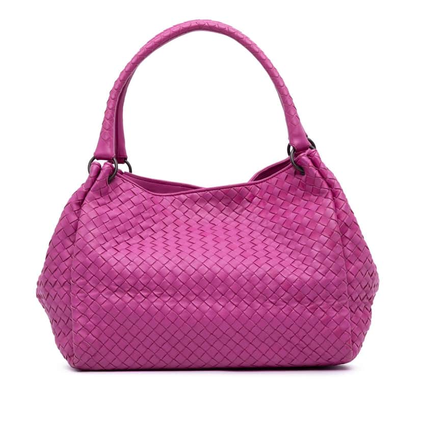 Bottega Veneta Nappa Intrecciato Parachute Tote Pink Leather Good condition - Front View