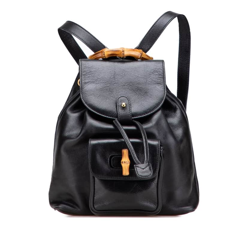 Gucci Leather Bamboo Backpack Black Leather Good condition - Front View