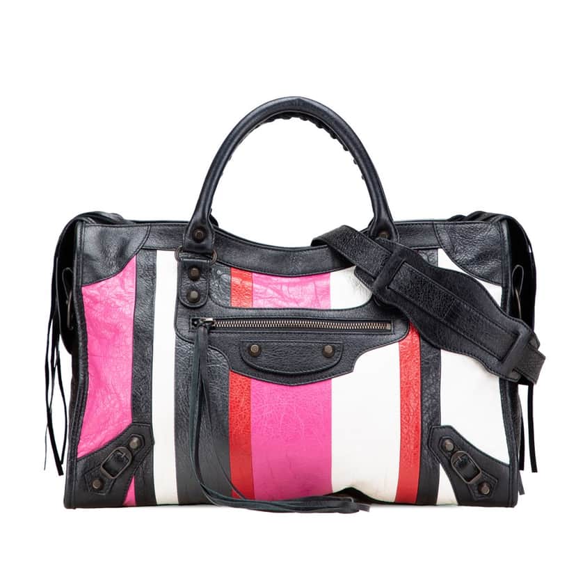 Balenciaga Lambskin Motocross Arena Multicolore Classic City Satchel Pink Leather Good condition - Front View