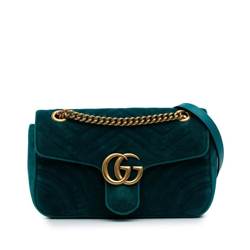 Gucci Small GG Marmont Matelasse Velvet Flap Crossbody Blue Velvet Good condition - Front View