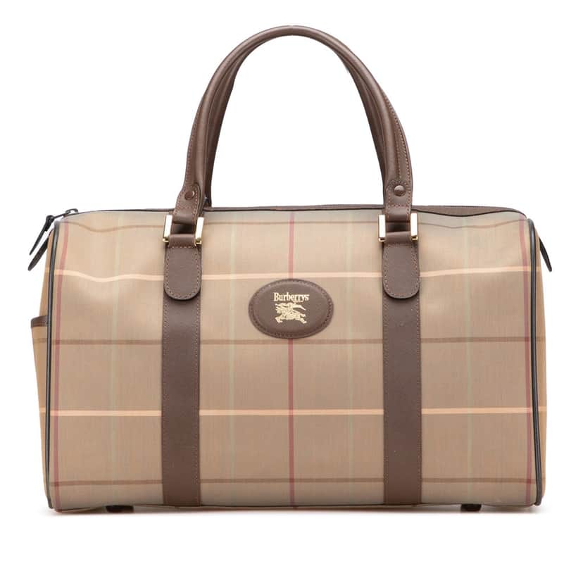 Burberry Vintage Check Canvas Boston Bag Brown Canvas Good condition - Front View