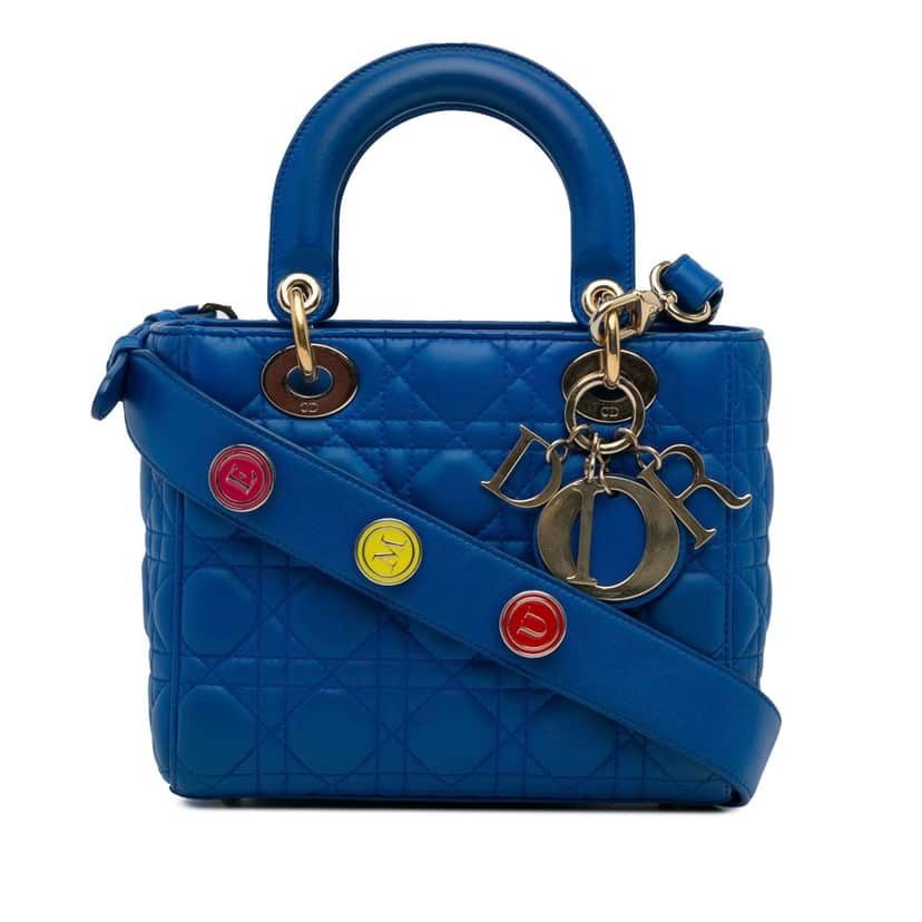Dior Small Lambskin Cannage My ABC Lady Dior Blue Leather Good condition - Front View