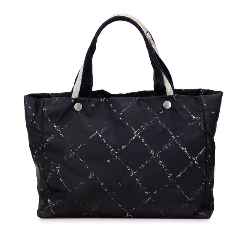 Chanel Old Travel Line Nylon Tote Black Good condition - Front View