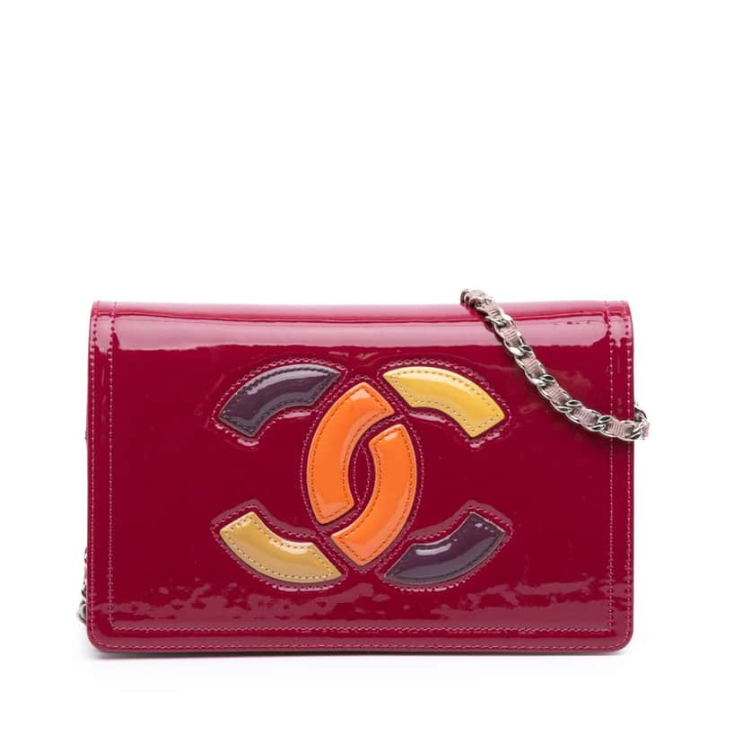 Chanel Patent CC Lipstick Wallet On Chain Pink Leather Good condition - Front View