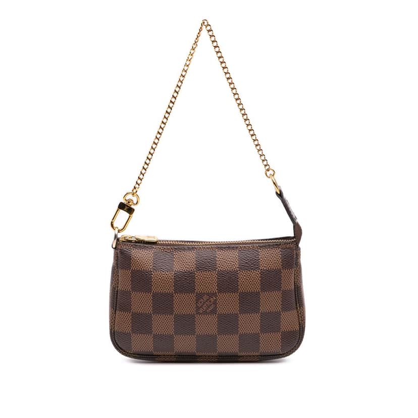 Louis Vuitton Damier Ebene Mini Pochette Accessoires Brown Canvas Good condition - Front View