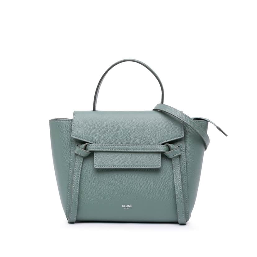 Celine Nano Grained Calfskin Belt Bag Blue Leather Good condition - Front View