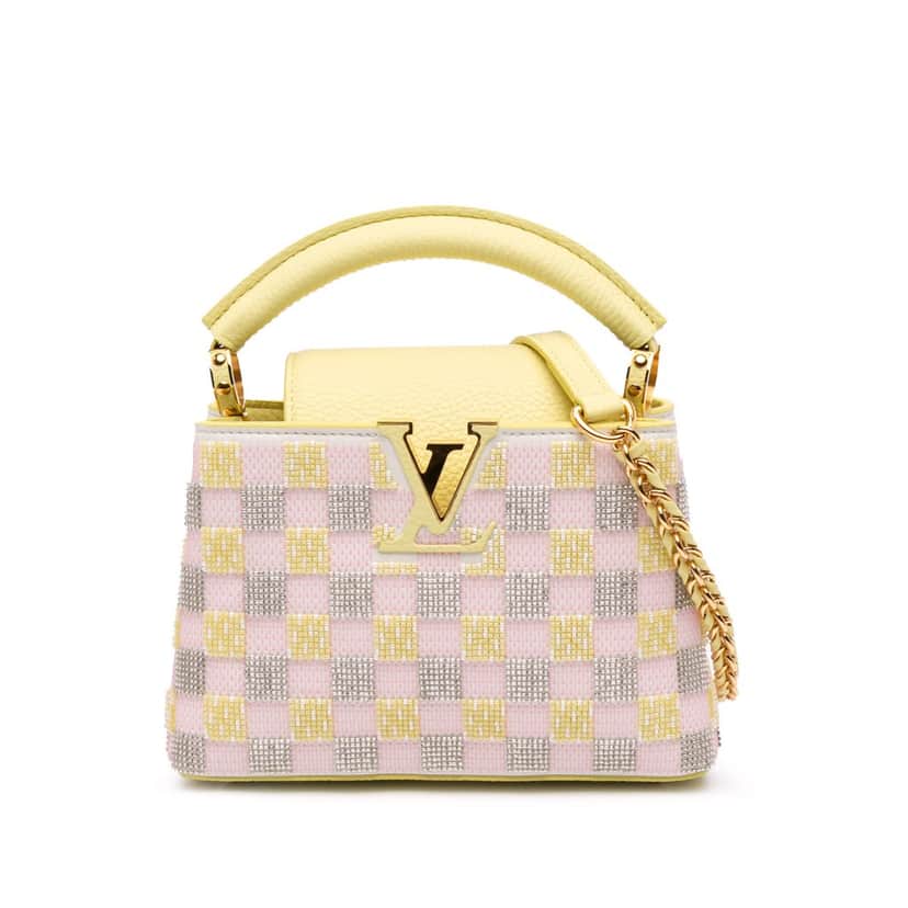 Louis Vuitton Smooth Calfskin Beaded Mini Capucines Yellow Leather Good condition - Front View