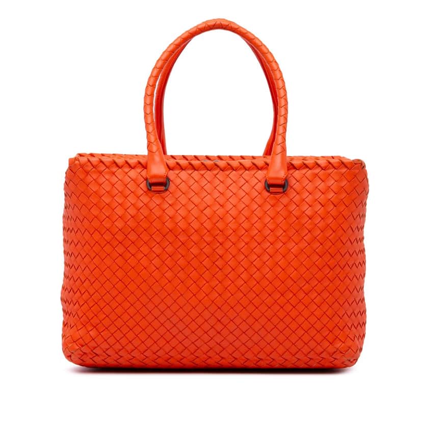 Bottega Veneta Nappa Intrecciato Brick Tote Orange Leather Good condition - Front View