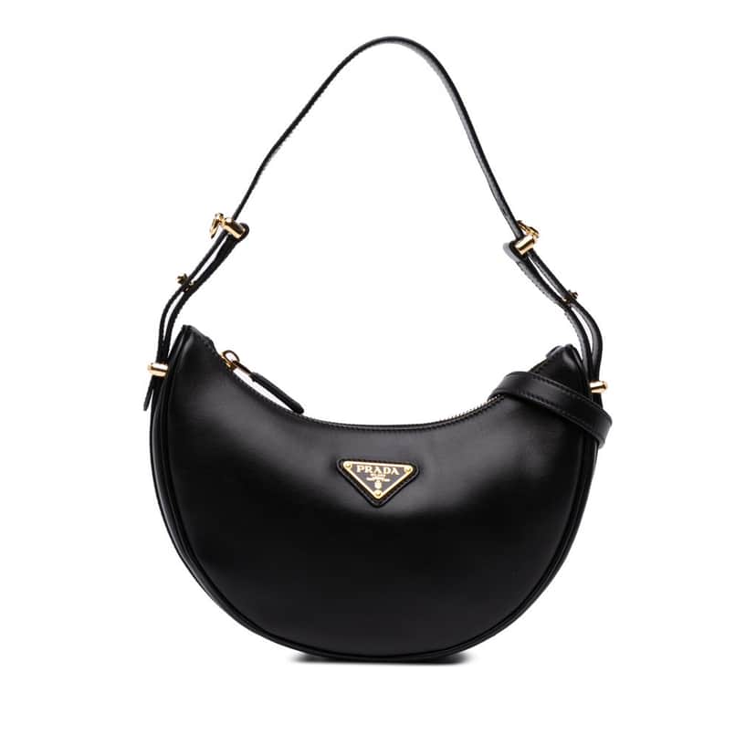 Prada Small Soft Calf Arque Satchel Black Leather Good condition - Front View