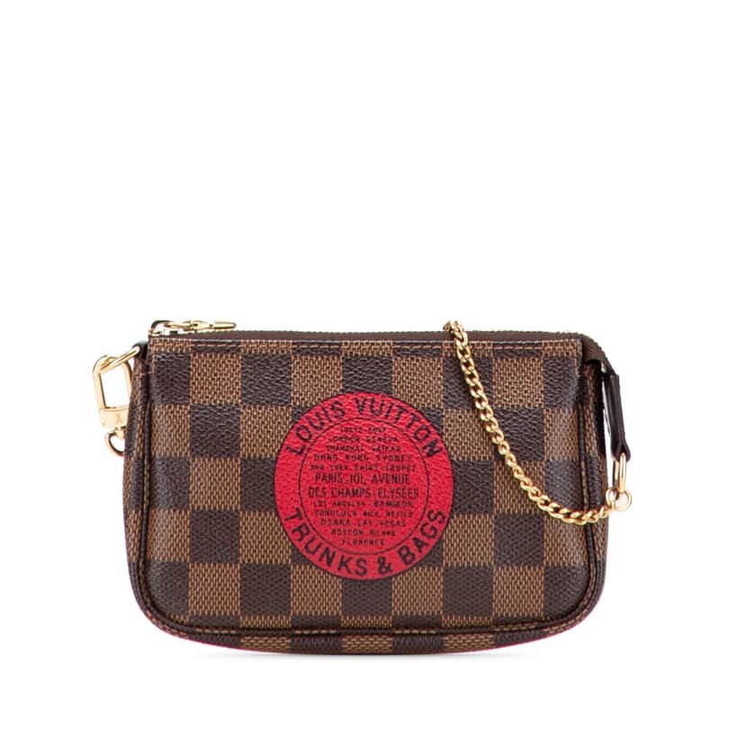 Louis Vuitton Damier Ebene Trunks and Bags Mini Pochette Accessoires Brown Canvas Good condition - Front View