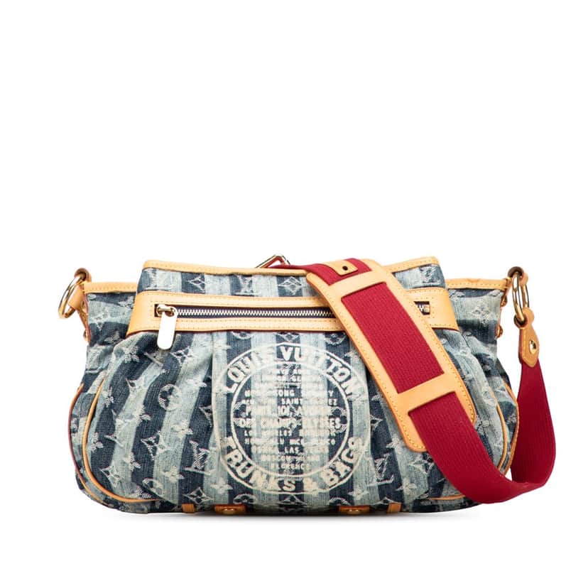 Louis Vuitton Monogram Denim Porte Epaule Raye Cabas MM Blue Denim Good condition - Front View