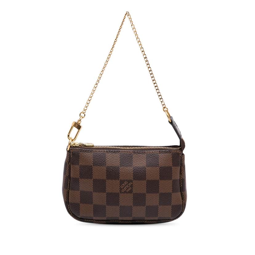 Louis Vuitton Damier Ebene Mini Pochette Accessoires Brown Canvas Good condition - Front View