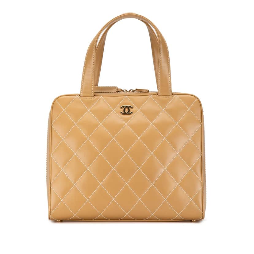 Chanel CC Wild Stitch Handbag Brown Leather Good condition - Front View
