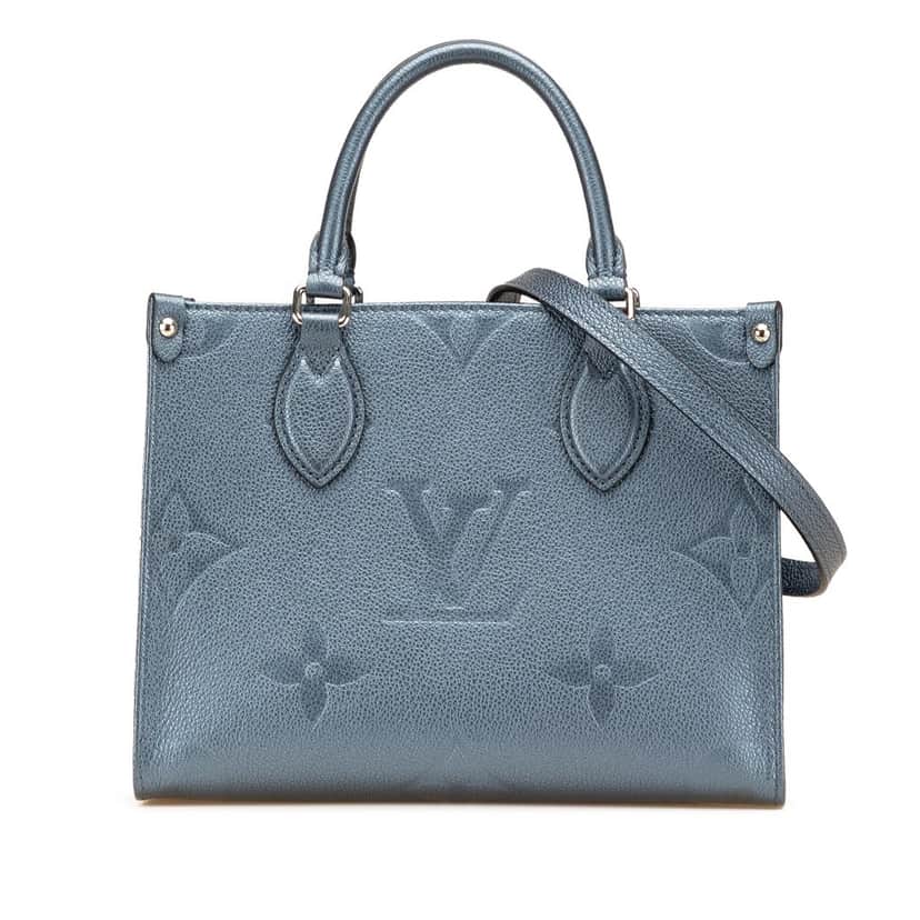 Louis Vuitton Metallic Monogram Giant Empreinte Onthego PM Blue Leather Good condition - Front View