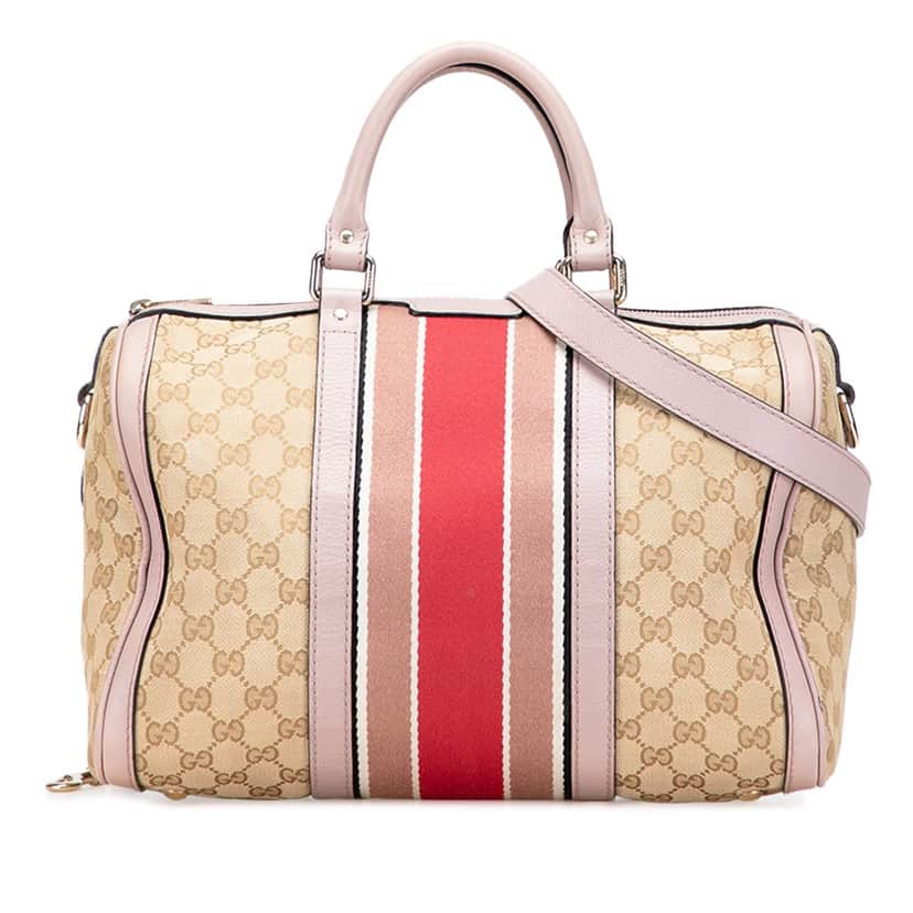 Gucci GG Canvas Web Joy Boston Bag Brown Canvas Good condition - Front View