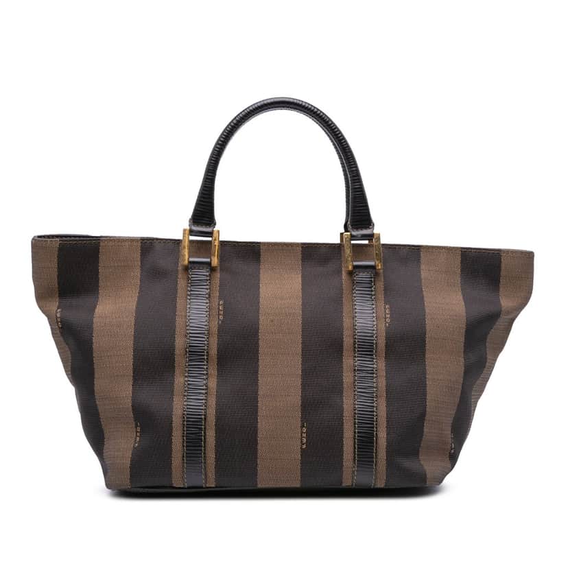 Fendi Pequin Canvas Handbag Brown Canvas Good condition - Front View