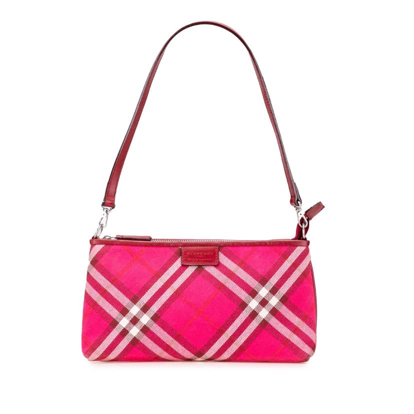 Burberry Supernova Check Canvas Pochette Pink Canvas Good condition - Front View