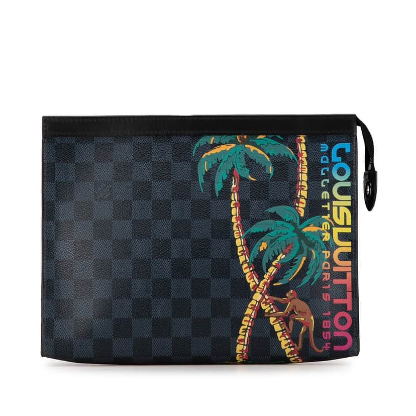 Louis Vuitton Damier Cobalt Jungle Pochette Voyage MM Black Canvas Good condition - Front View