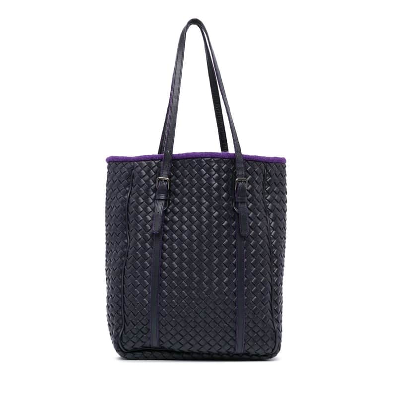 Bottega Veneta Leather Intrecciato Tote Purple Leather Good condition - Front View