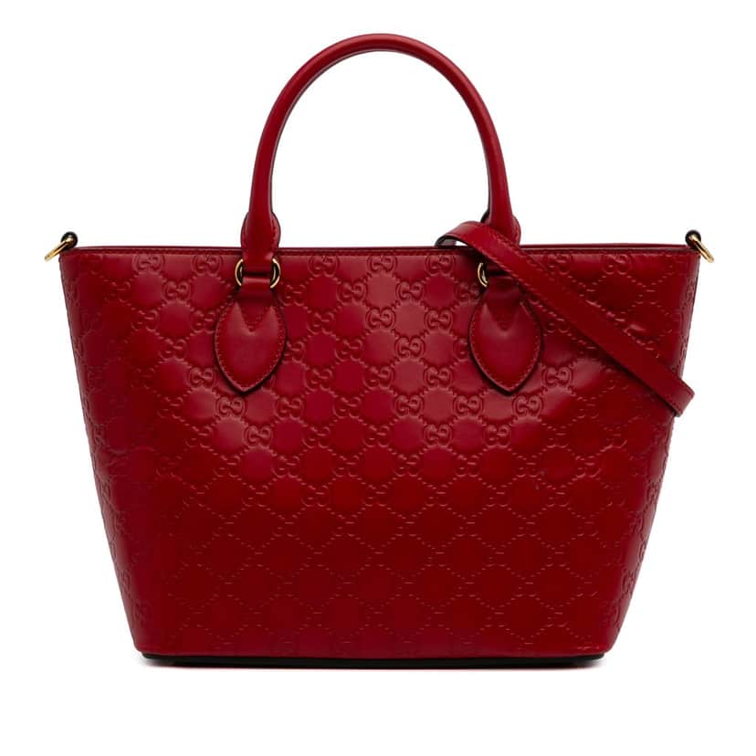Gucci Small Guccissima Convertible Tote Red Leather Good condition - Front View