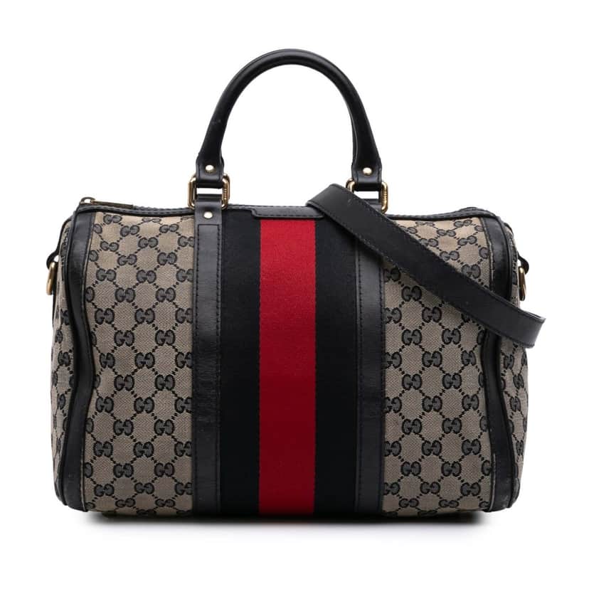 Gucci GG Canvas Web Joy Boston Bag Brown Canvas Good condition - Front View