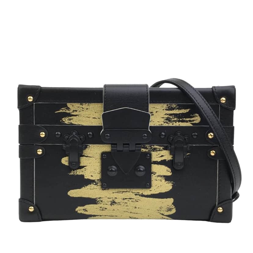 Louis Vuitton Leather Golden Light Petite Malle Black Leather Good condition - Front View