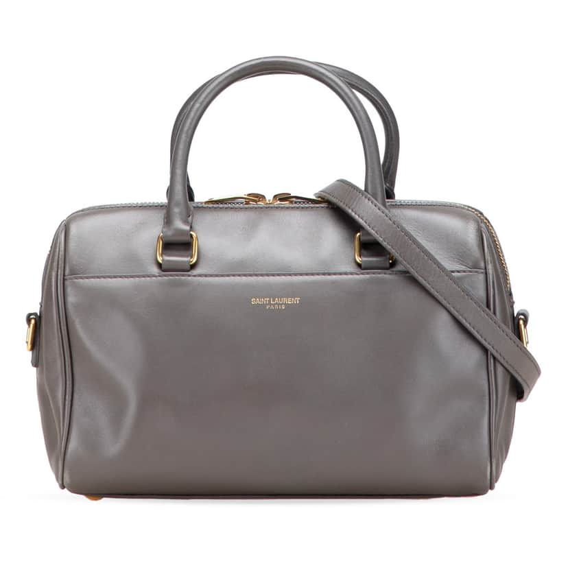 Saint Laurent Baby Leather Classic Duffle Satchel Grey Leather Good condition - Front View